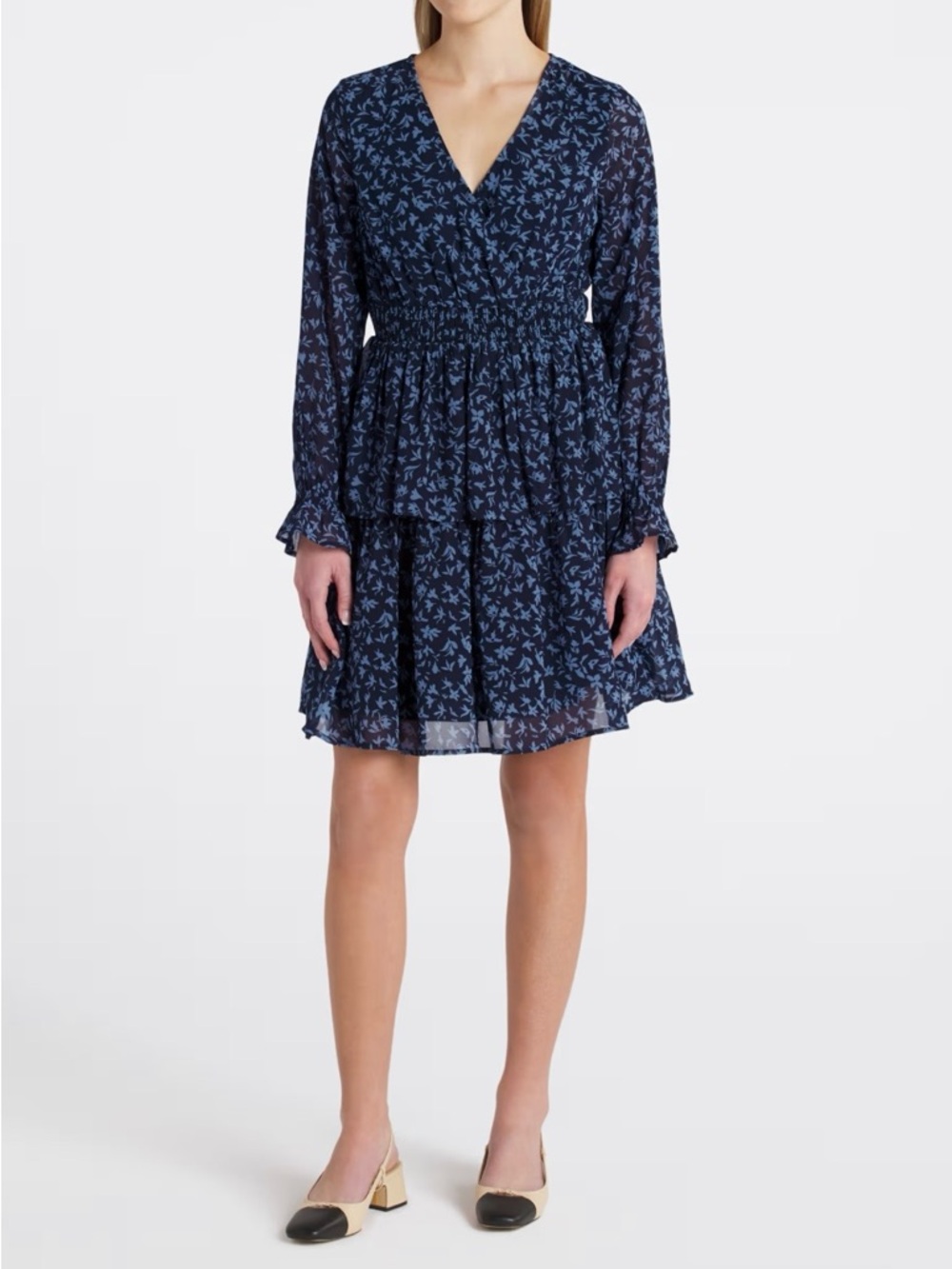 Pretty Floral Long Sleeve Smocked Waist Dress - NWT - Size:XL